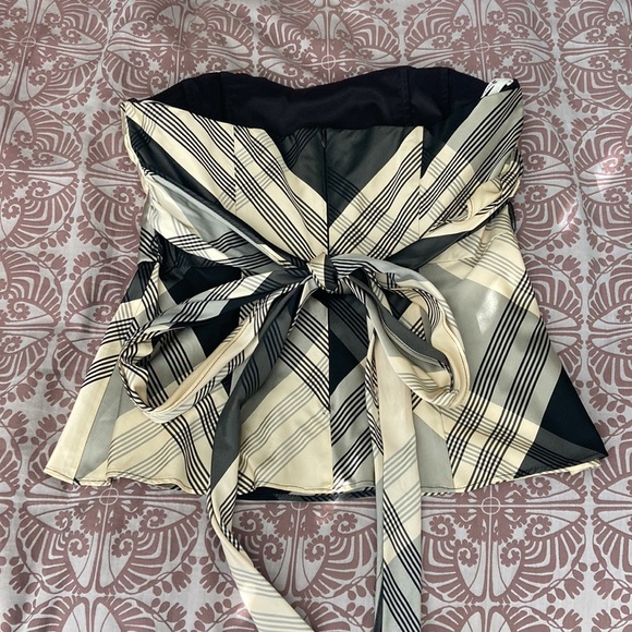 Nanette Lepore Sz 8 strapless plaid taffeta top - Picture 3 of 7
